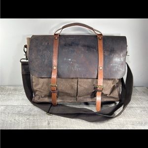Lifewit Canvas & Leather Shoulder Messenger Laptop Computer School Bag Laptop